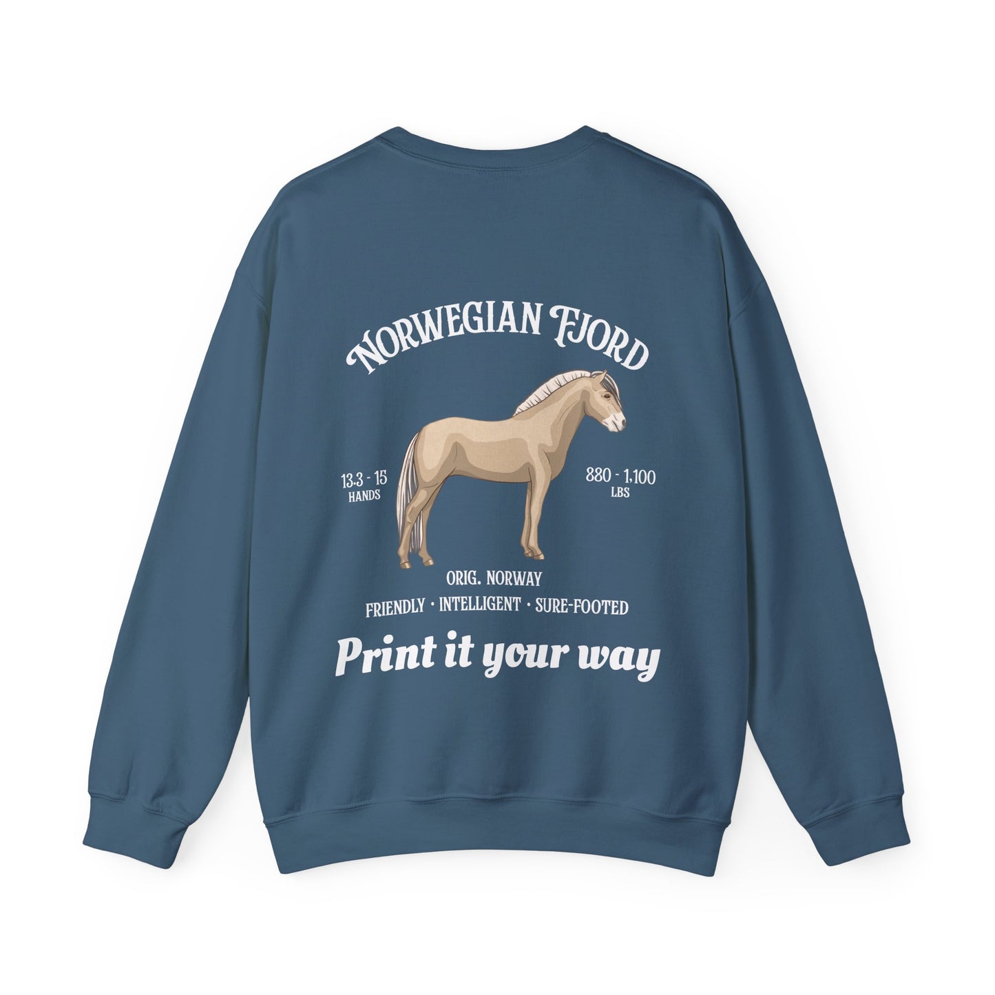 Norwegian Fjord Horse Crewneck Sweatshirt – Personalized Graphic