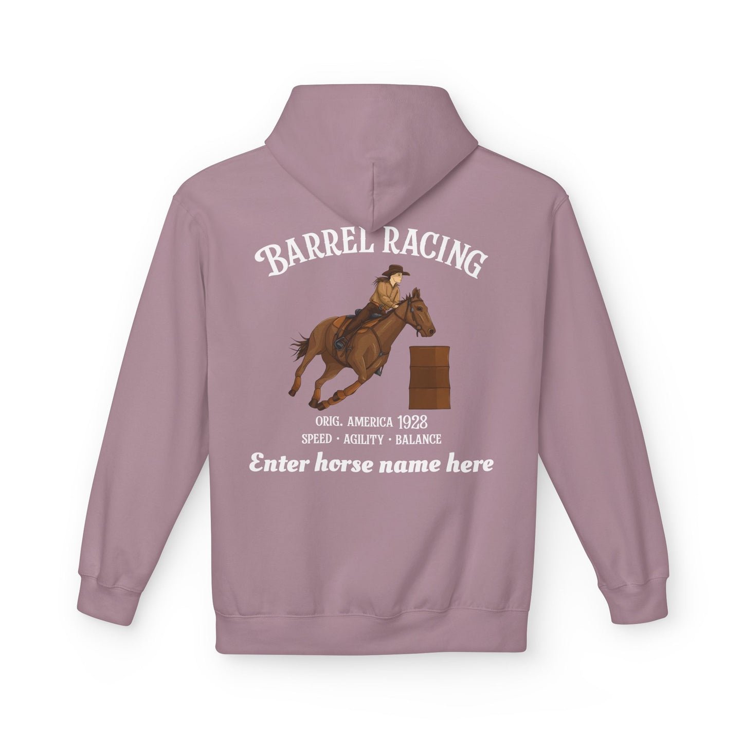 Barrel Racing Hoodie — Personalized Horse Name Rodeo Pullover