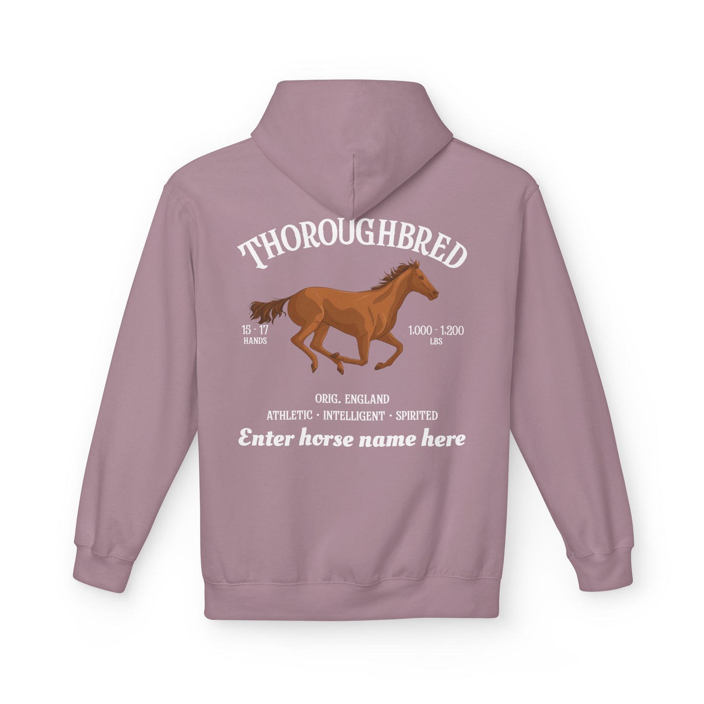 Thoroughbred Horse Hoodie — Personalized Pullover