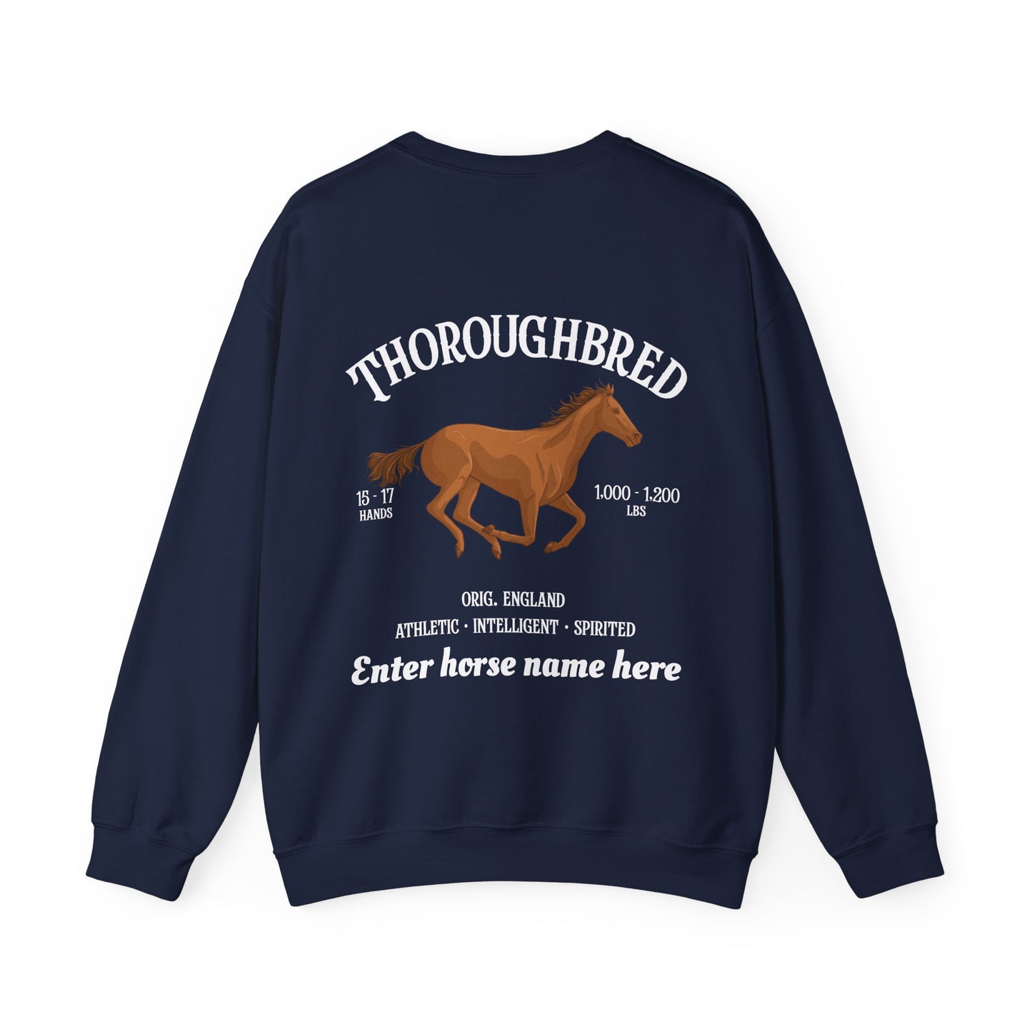 Thoroughbred Horse Crewneck Sweatshirt — Personalized Sweatshirt