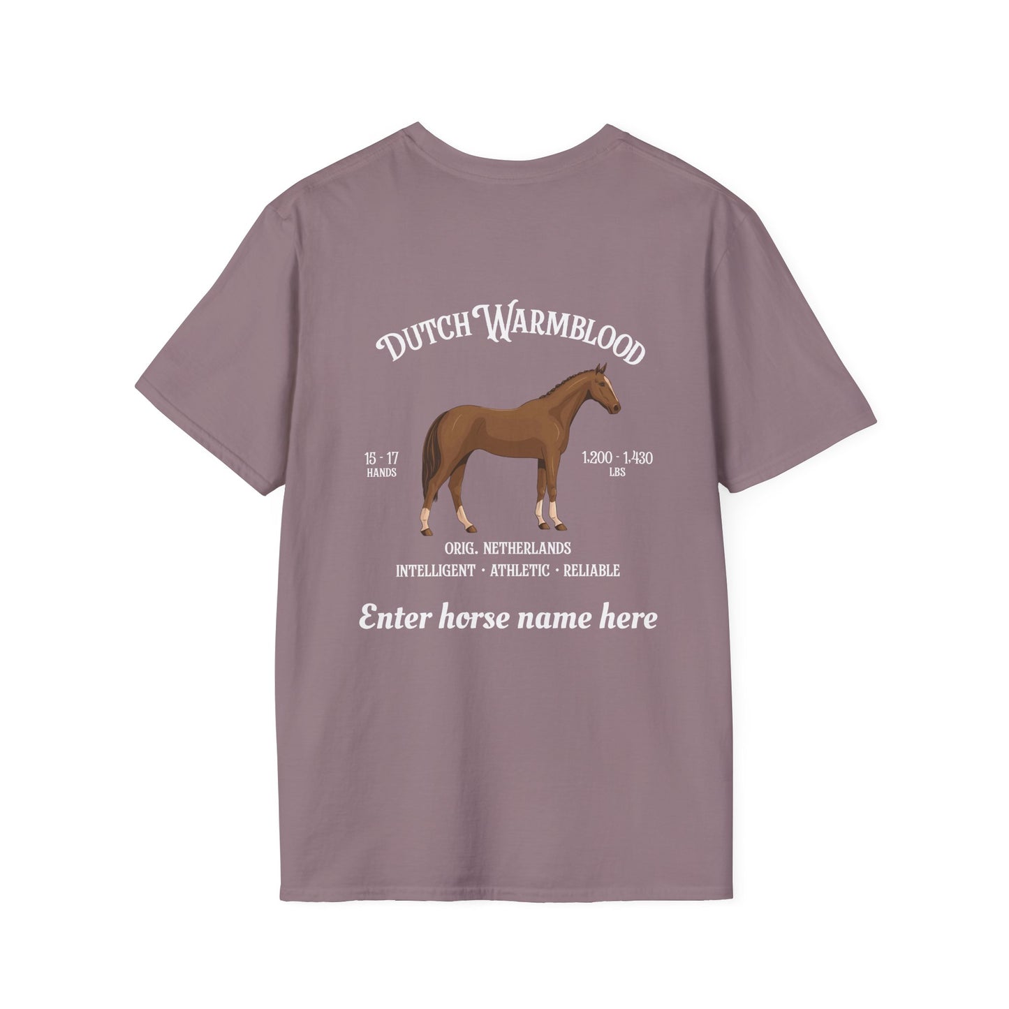 Dutch Warmblood Horse T-Shirt – Custom Name Equestrian Tee