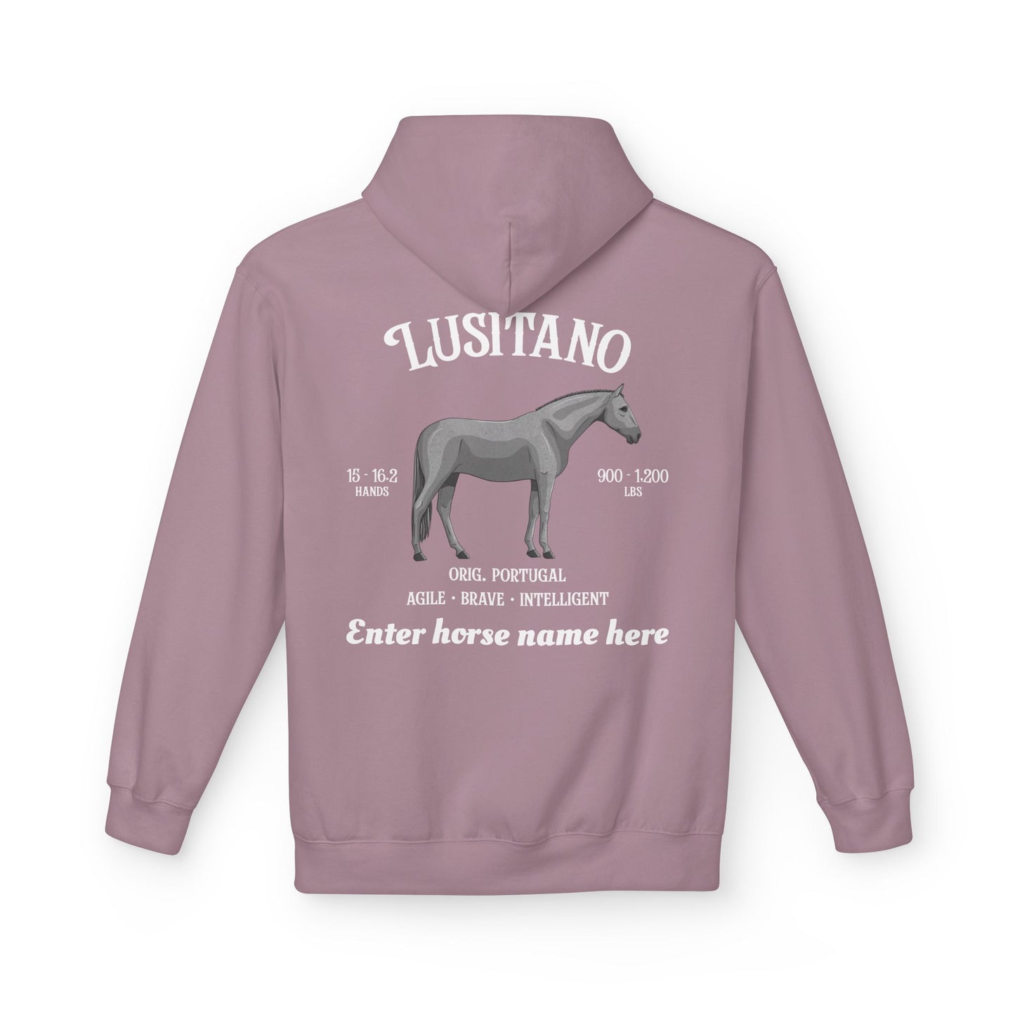 Lusitano Horse Hoodie — Custom Name Equestrian Pullover