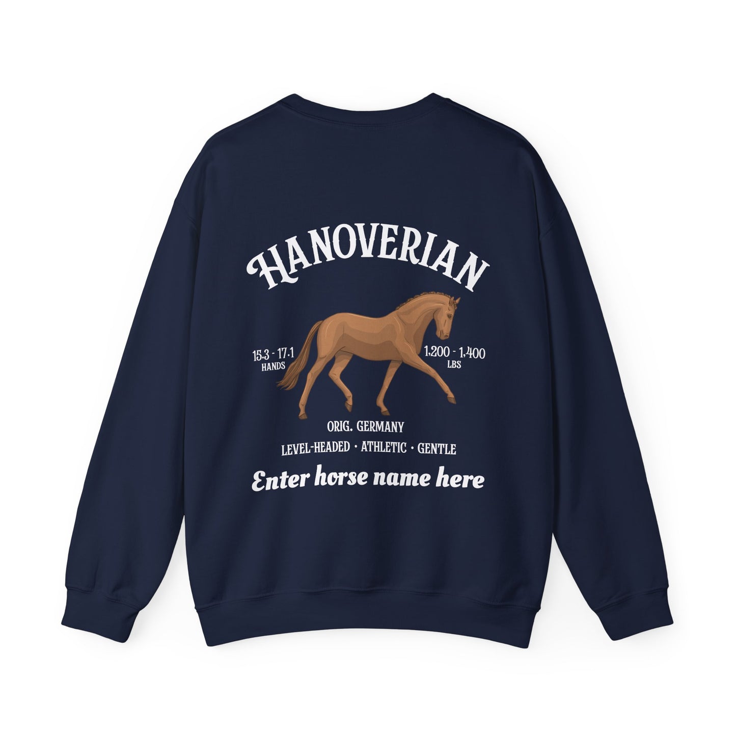 Hanoverian Horse Crewneck Sweatshirt – Personalized Equestrian Sweatshirt