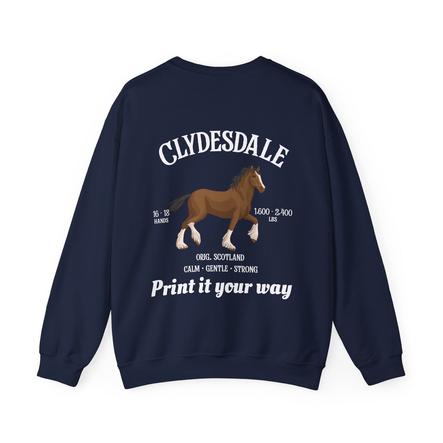 Clydesdale Horse Crewneck Sweatshirt — Personalized Riding Apparel