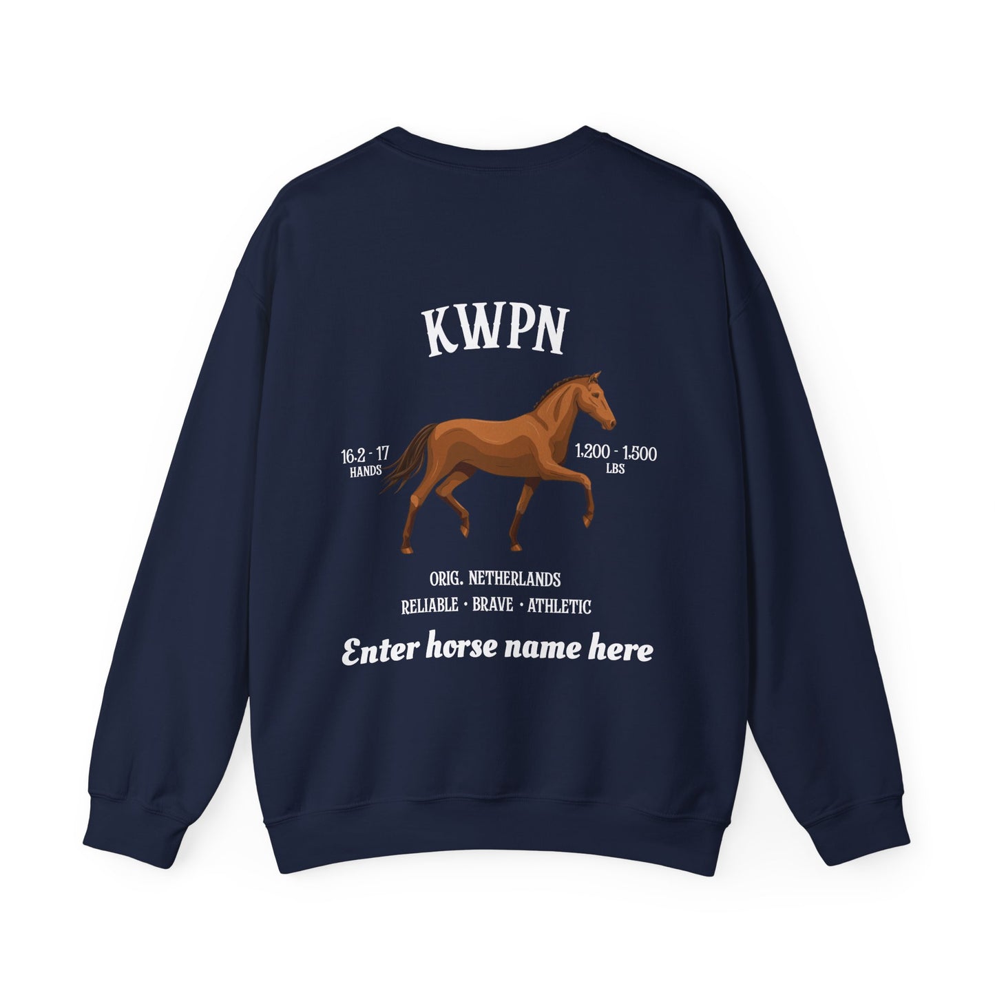 KWPN Horse Crewneck Sweatshirt — Customizable Back Design