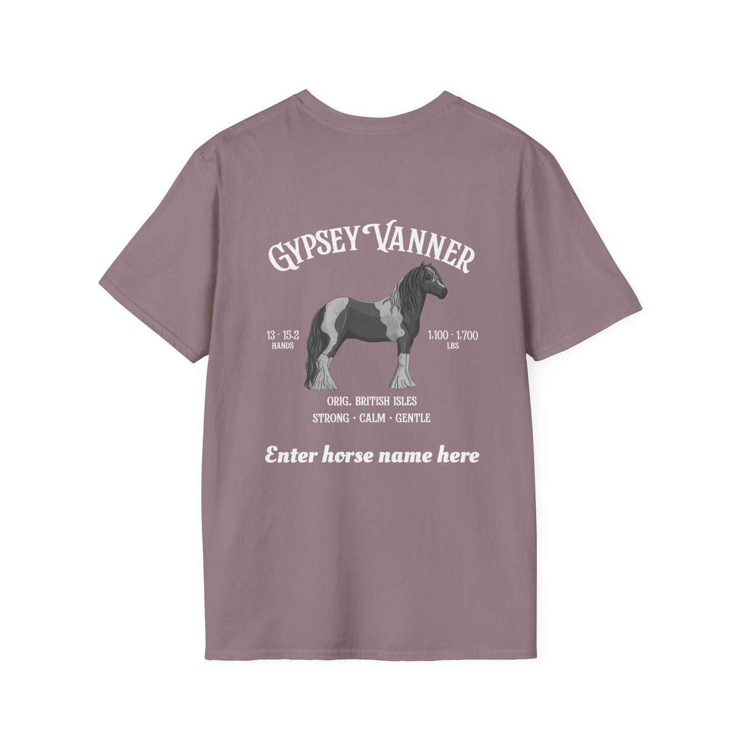 Gypsy Vanner Horse T-Shirt — Custom Name, Breed Profile Tee