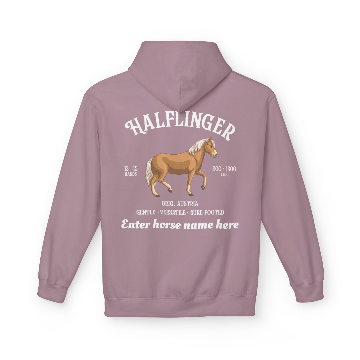 Haflinger Horse Hoodie — Custom Name Personalized Equestrian Sweatshirt