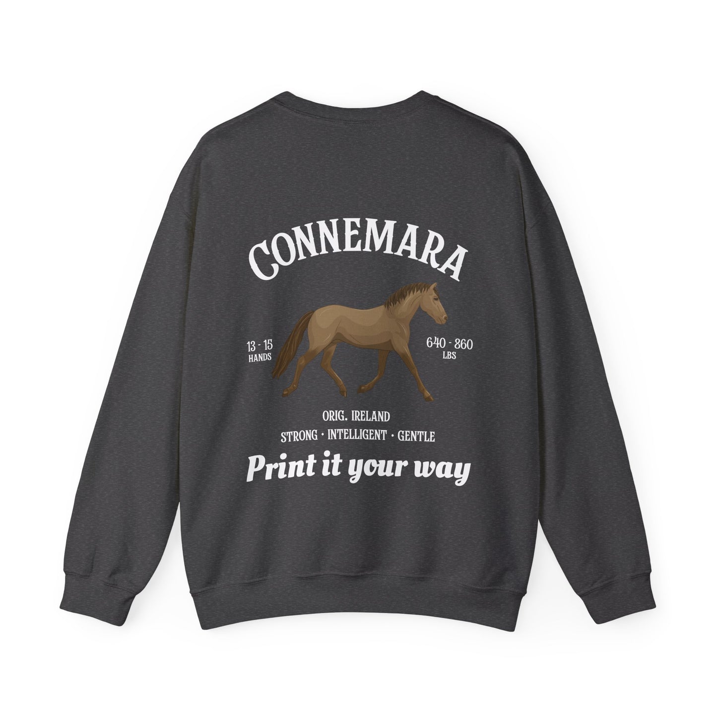 Connemara Horse Crewneck Sweatshirt – Irish Pony Breed Graphic