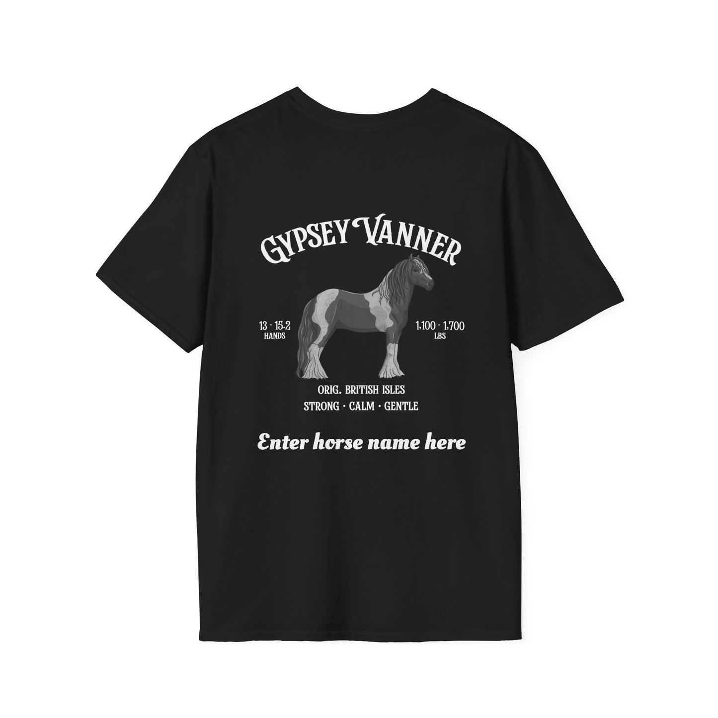 Gypsy Vanner Horse T-Shirt — Custom Name, Breed Profile Tee