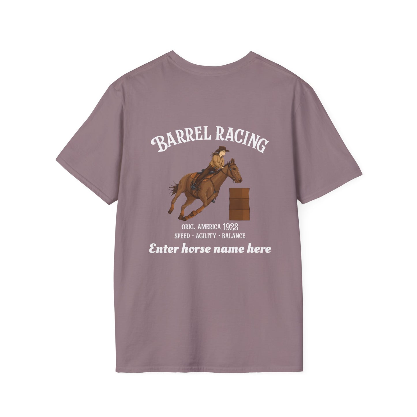 Barrel Racing Horse T-Shirt — Personalized Rodeo Tee