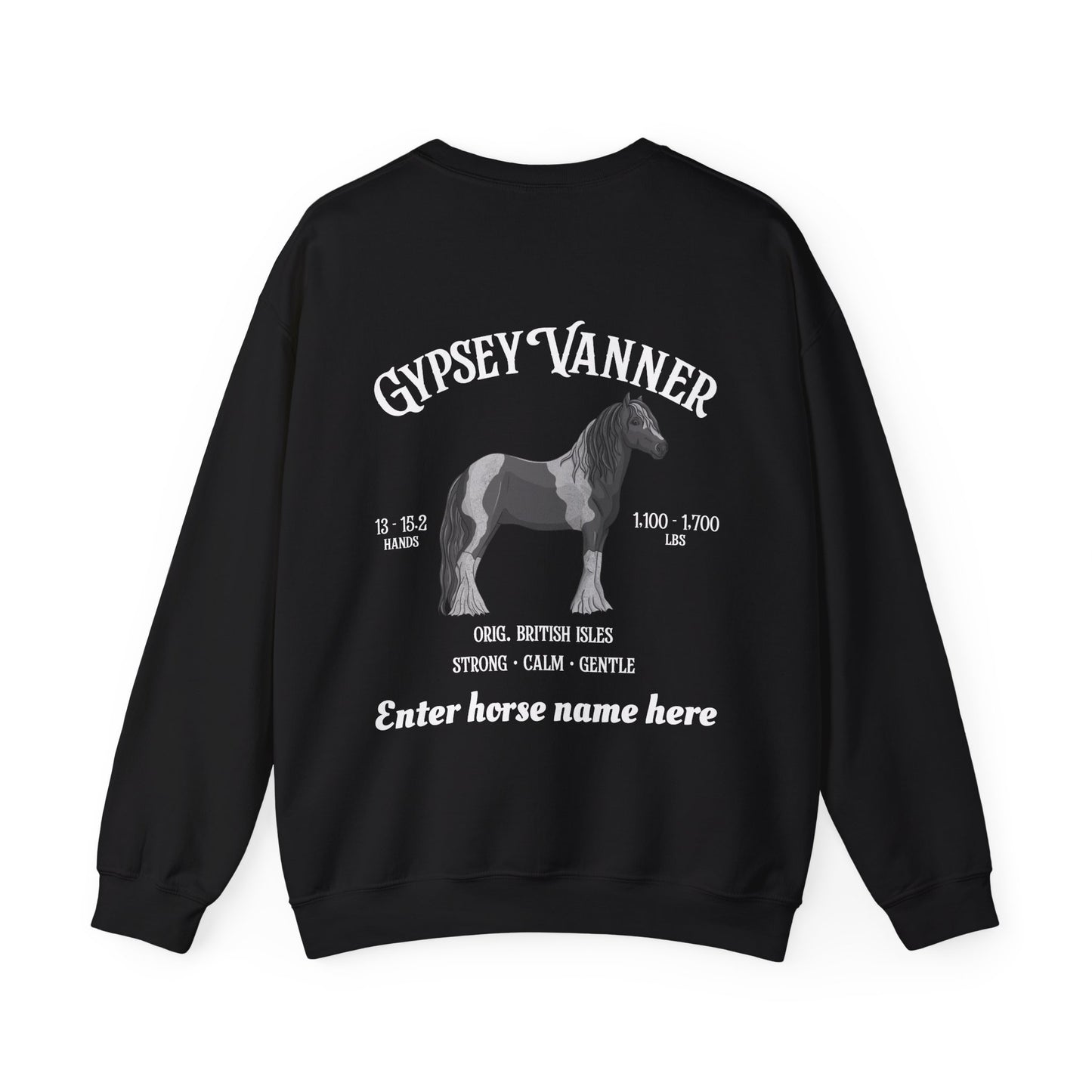 Gypsy Vanner Horse Sweatshirt — Customizable Equestrian Crewneck