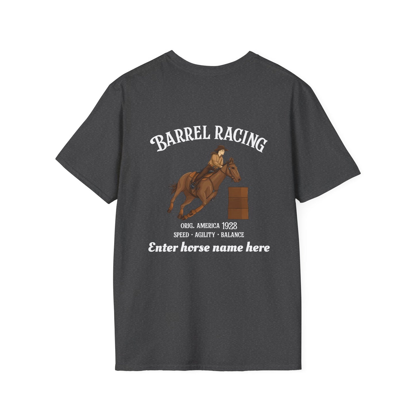 Barrel Racing Horse T-Shirt — Personalized Rodeo Tee