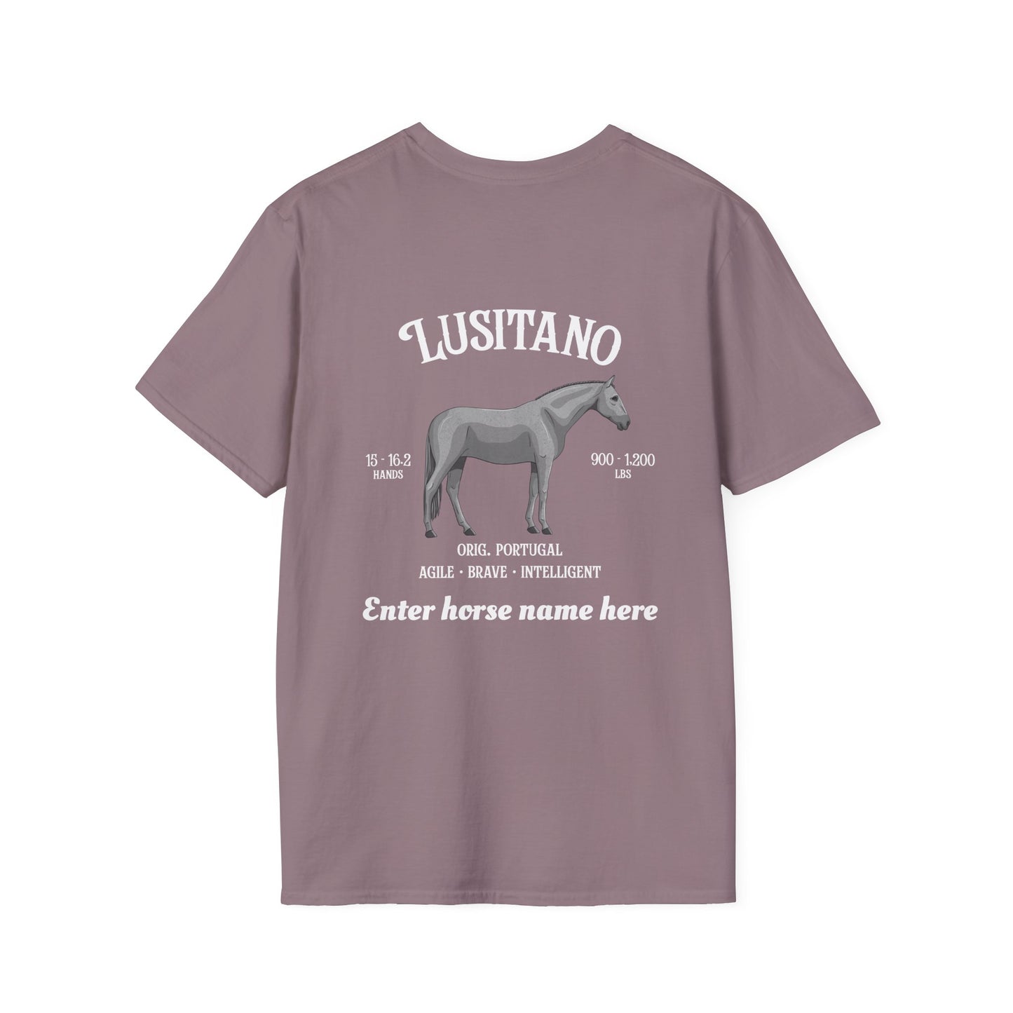 Lusitano Horse T-Shirt — Custom Name Equestrian Tee