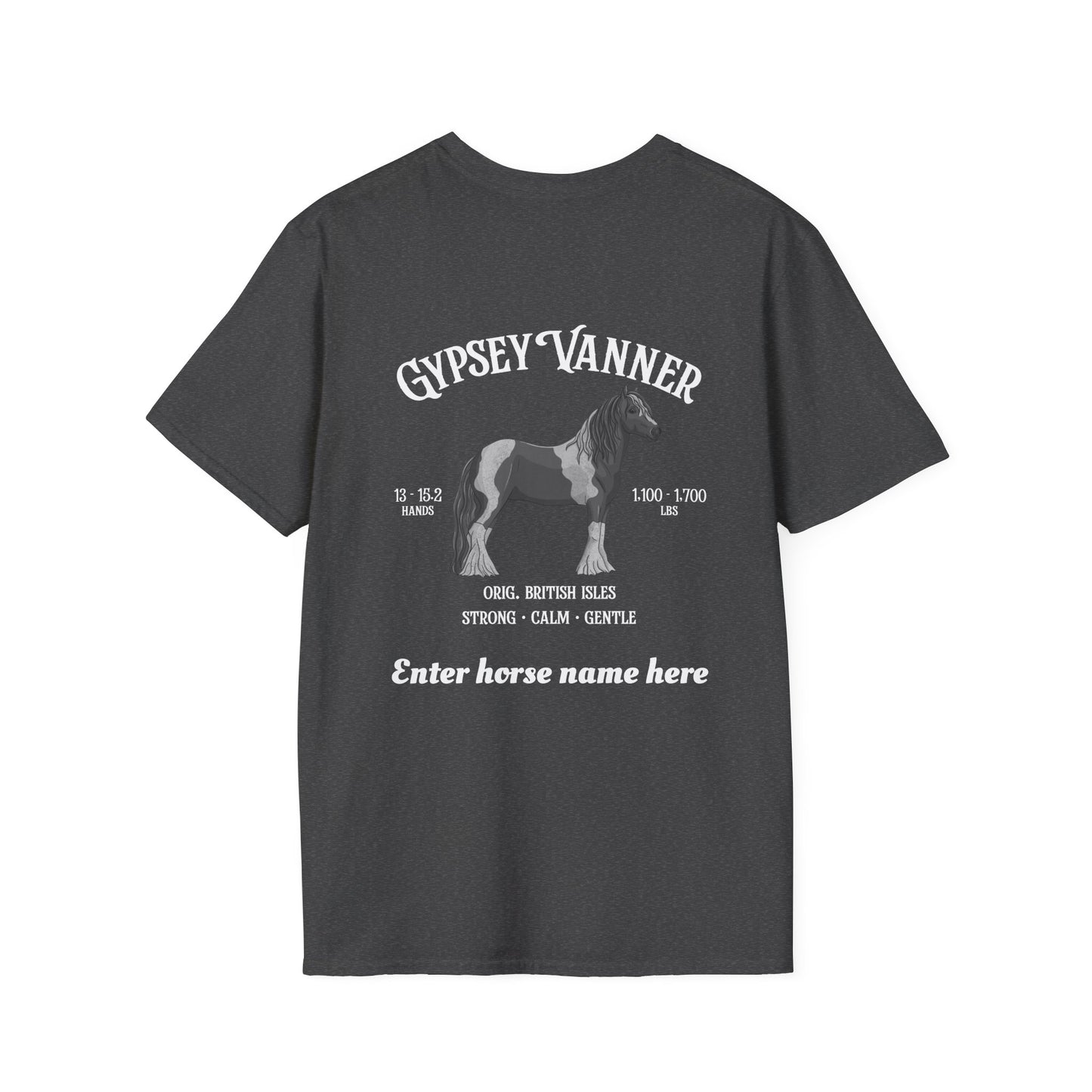 Gypsy Vanner Horse T-Shirt — Custom Name, Breed Profile Tee