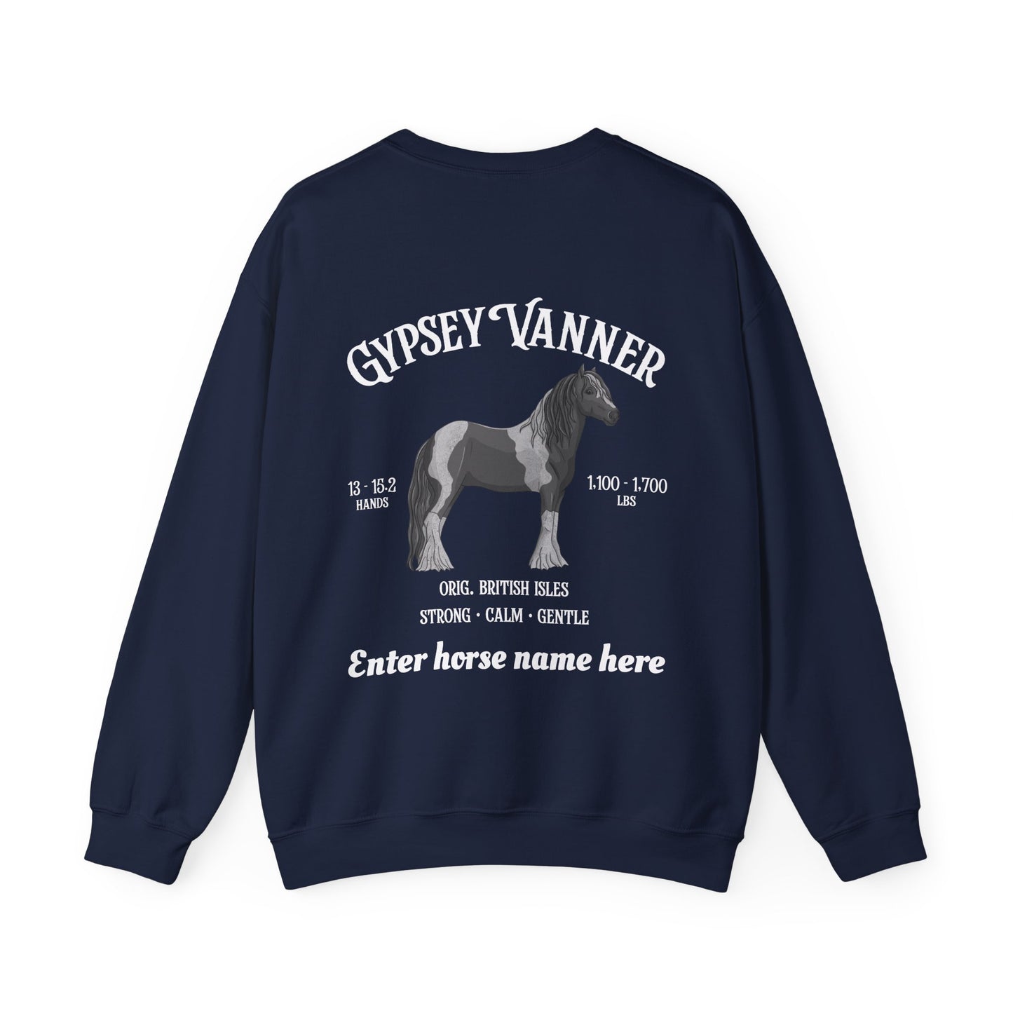 Gypsy Vanner Horse Sweatshirt — Customizable Equestrian Crewneck
