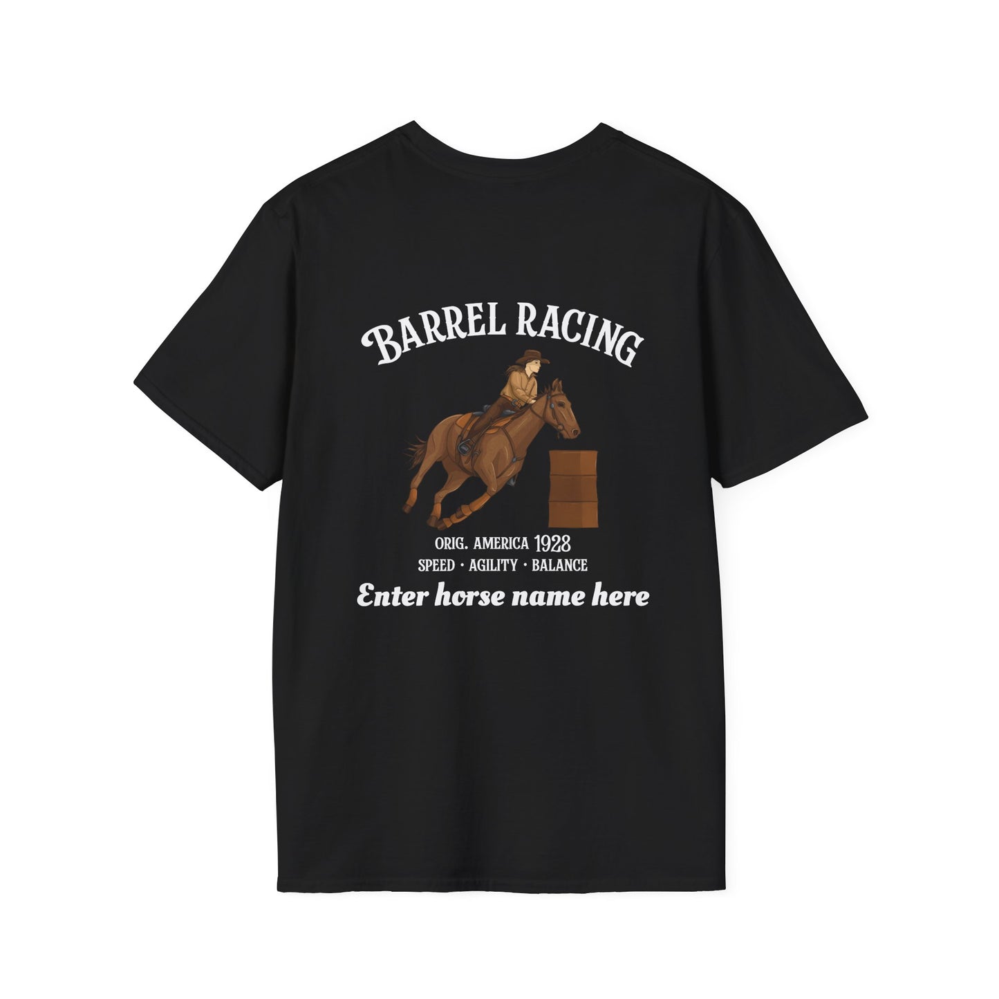 Barrel Racing Horse T-Shirt — Personalized Rodeo Tee