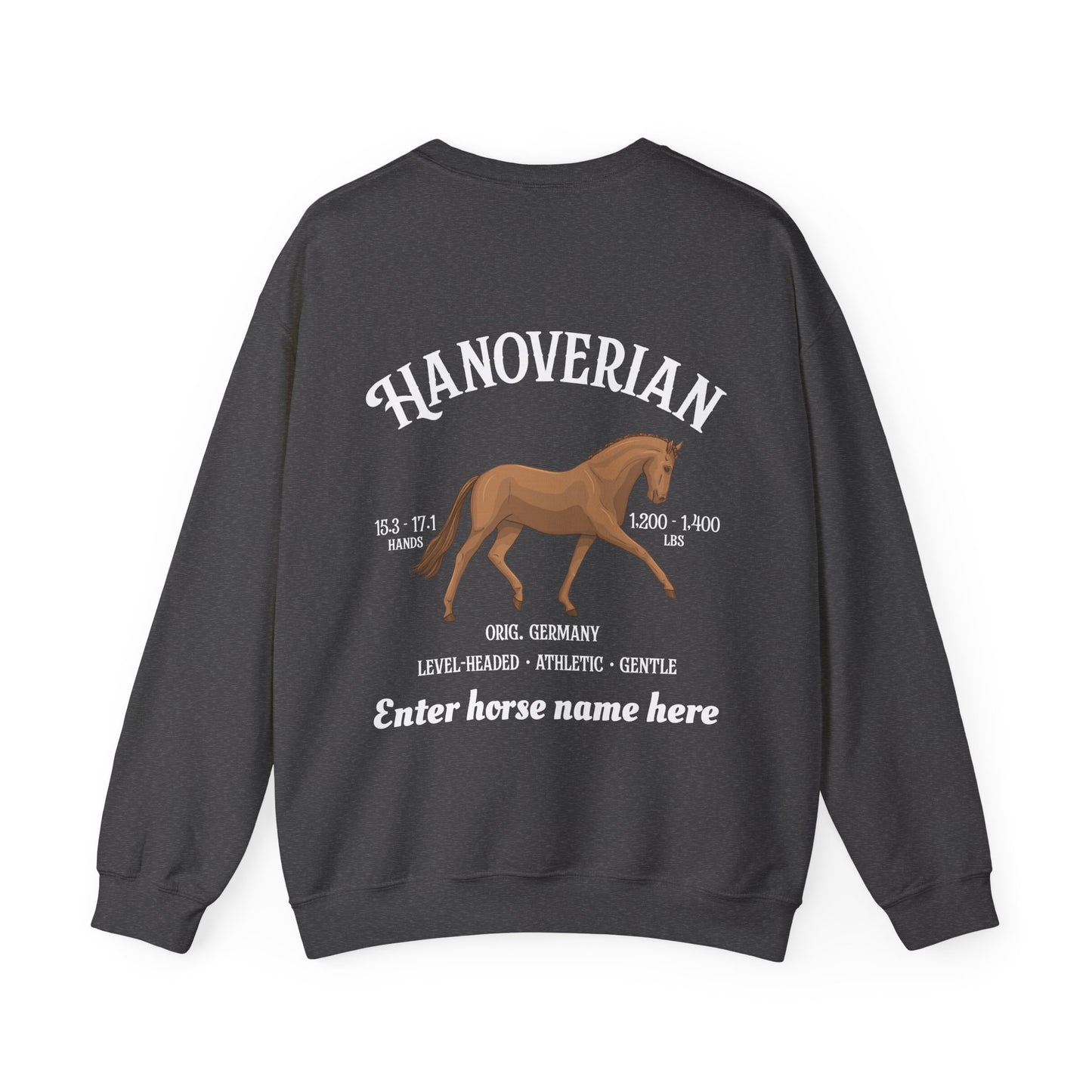 Hanoverian Horse Crewneck Sweatshirt – Personalized Equestrian Sweatshirt