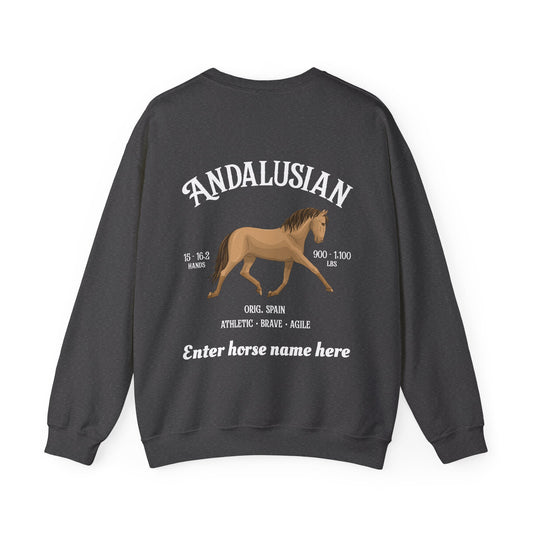 Andalusian Horse Crewneck Sweatshirt — Personalized Equestrian Graphic