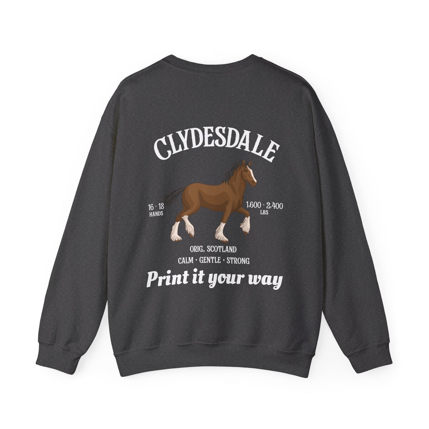 Clydesdale Horse Crewneck Sweatshirt — Personalized Riding Apparel