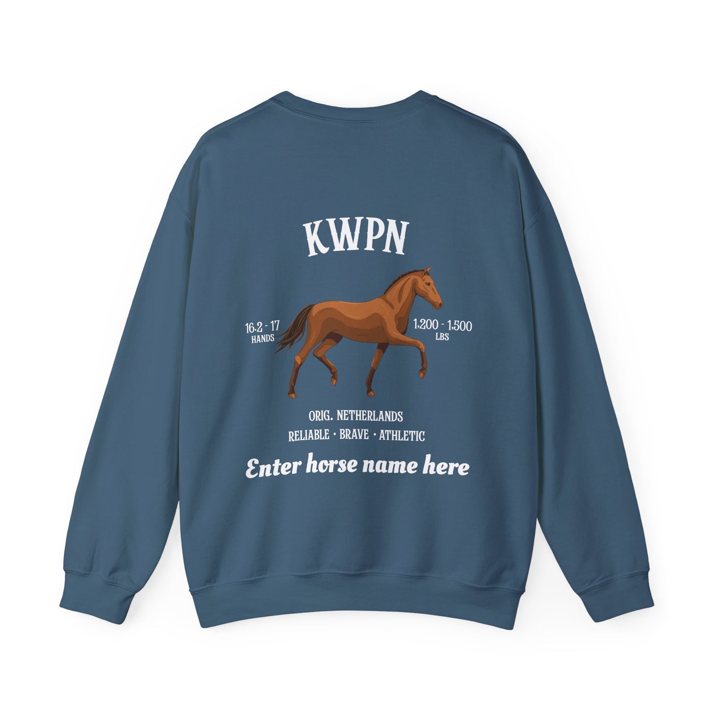 KWPN Horse Crewneck Sweatshirt — Customizable Back Design