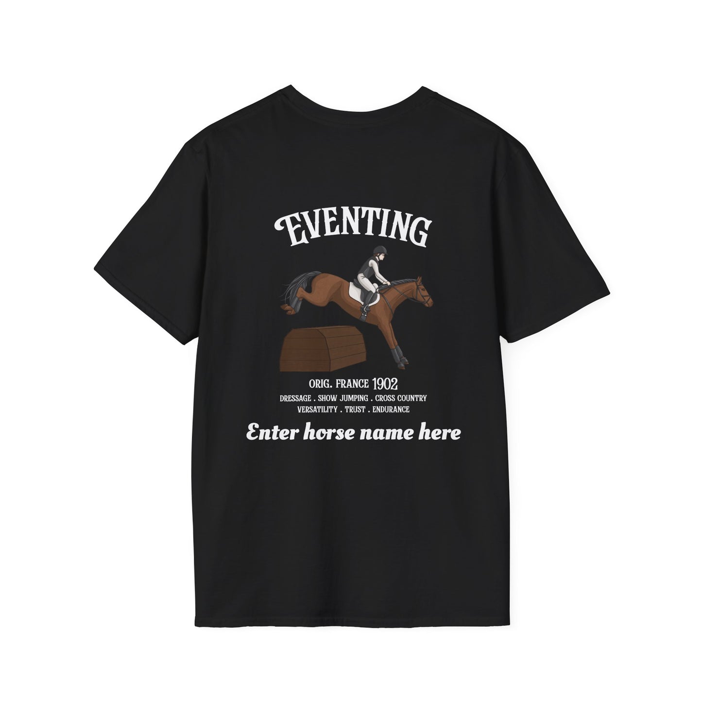 Eventing Horse Riding T-Shirt — Customizable Horse Name