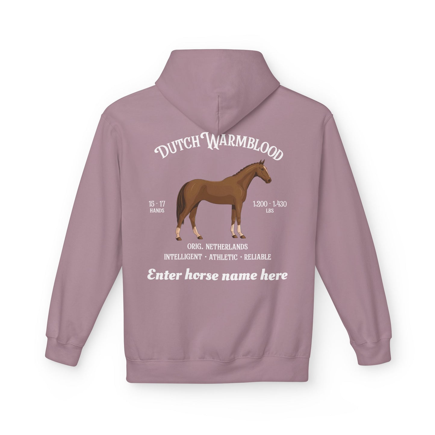 Dutch Warmblood Horse Hoodie — Custom Name Equestrian Sweatshirt