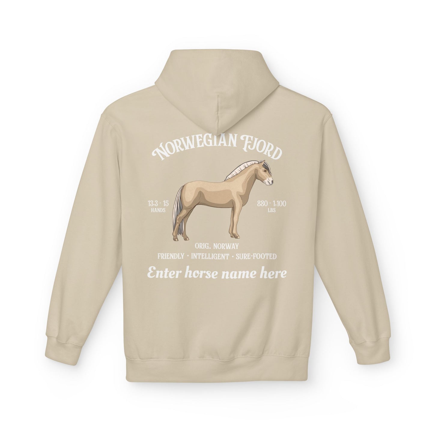 Norwegian Fjord Horse Hoodie — Custom Name, Breed Info Equestrian Pullover