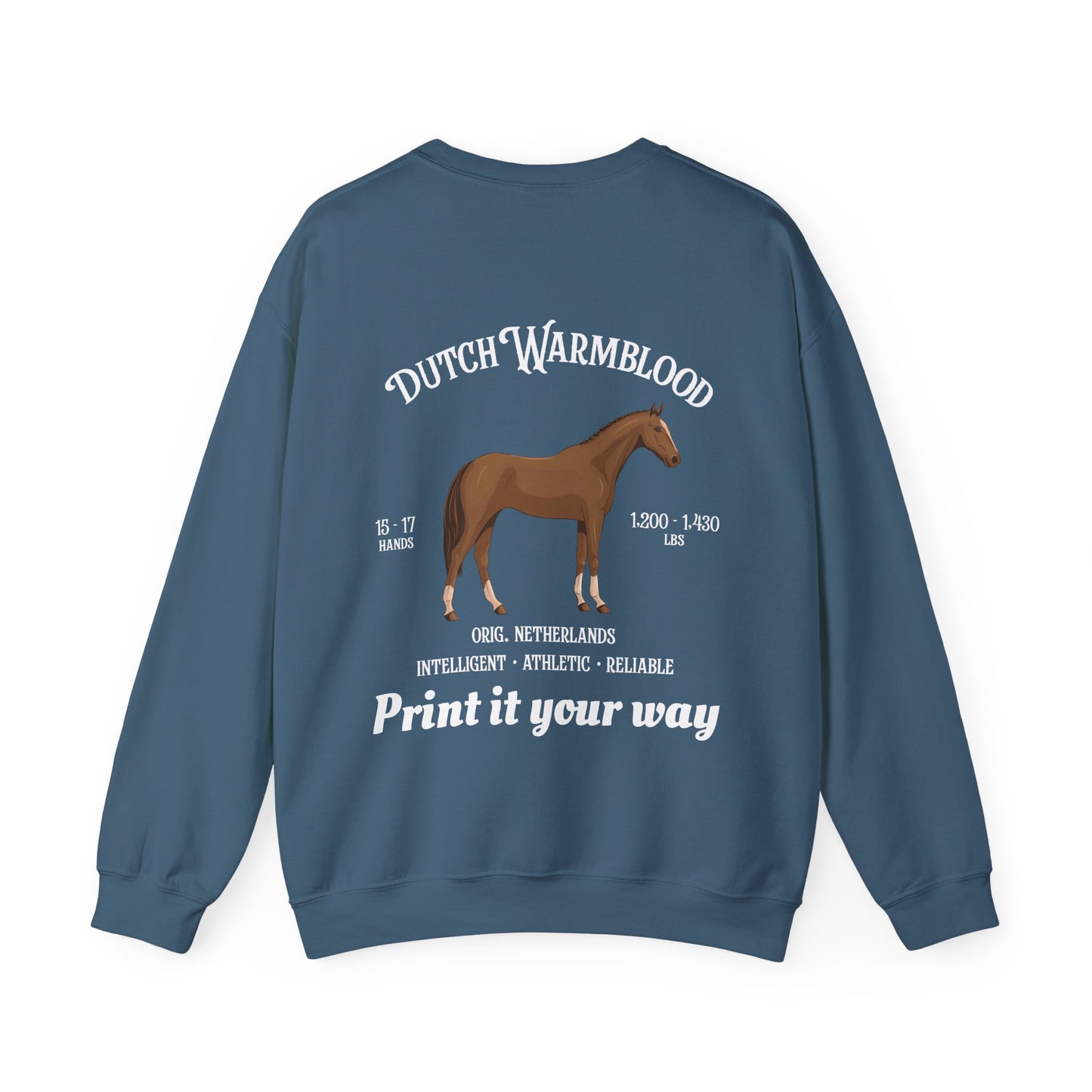 Dutch Warmblood Horse Crewneck Sweatshirt – Equestrian Breed Graphic