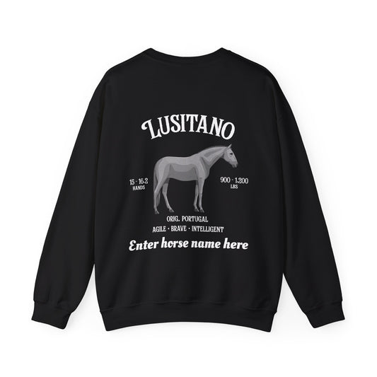 Lusitano Horse Crewneck Sweatshirt — Custom Name Equestrian Sweatshirt