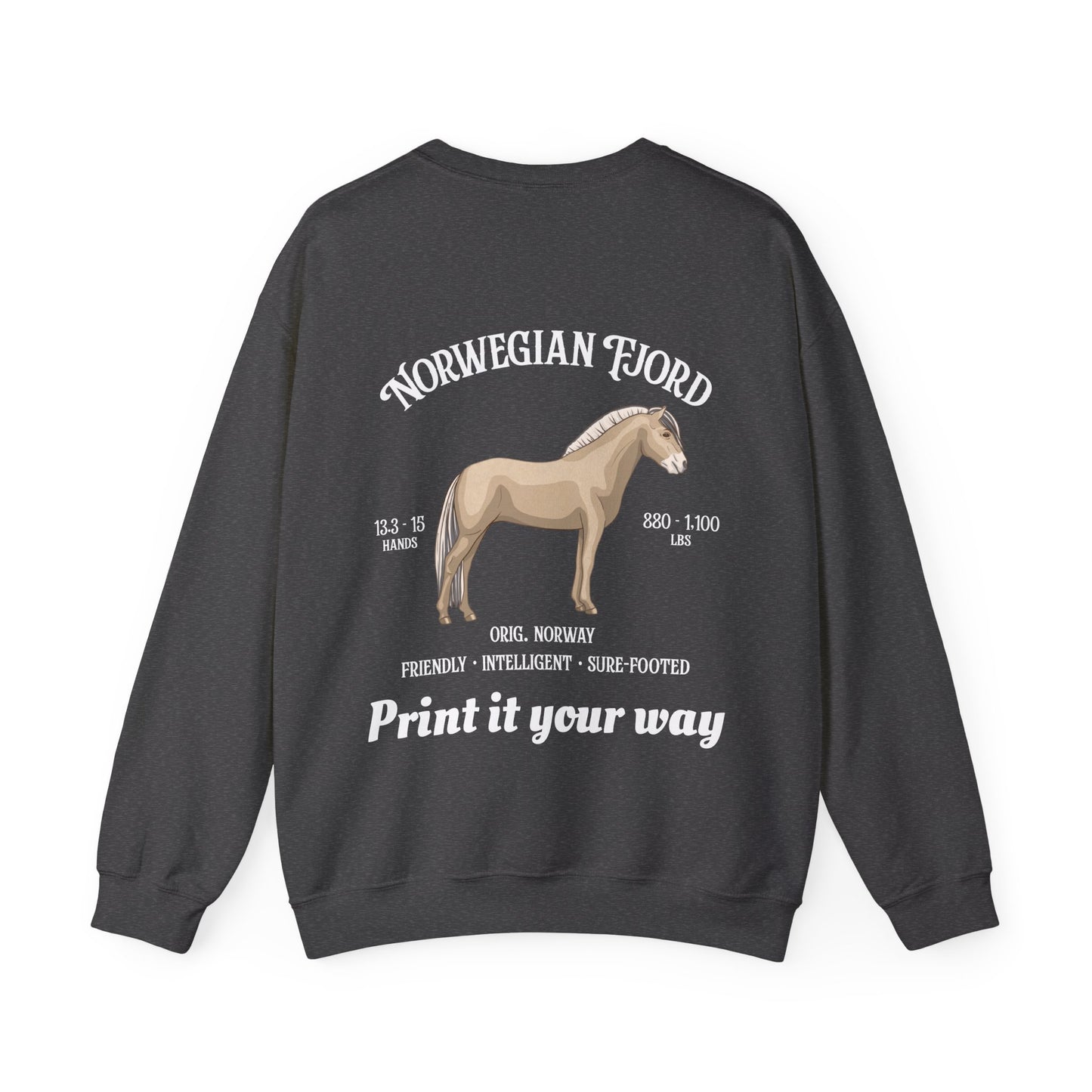 Norwegian Fjord Horse Crewneck Sweatshirt – Personalized Graphic