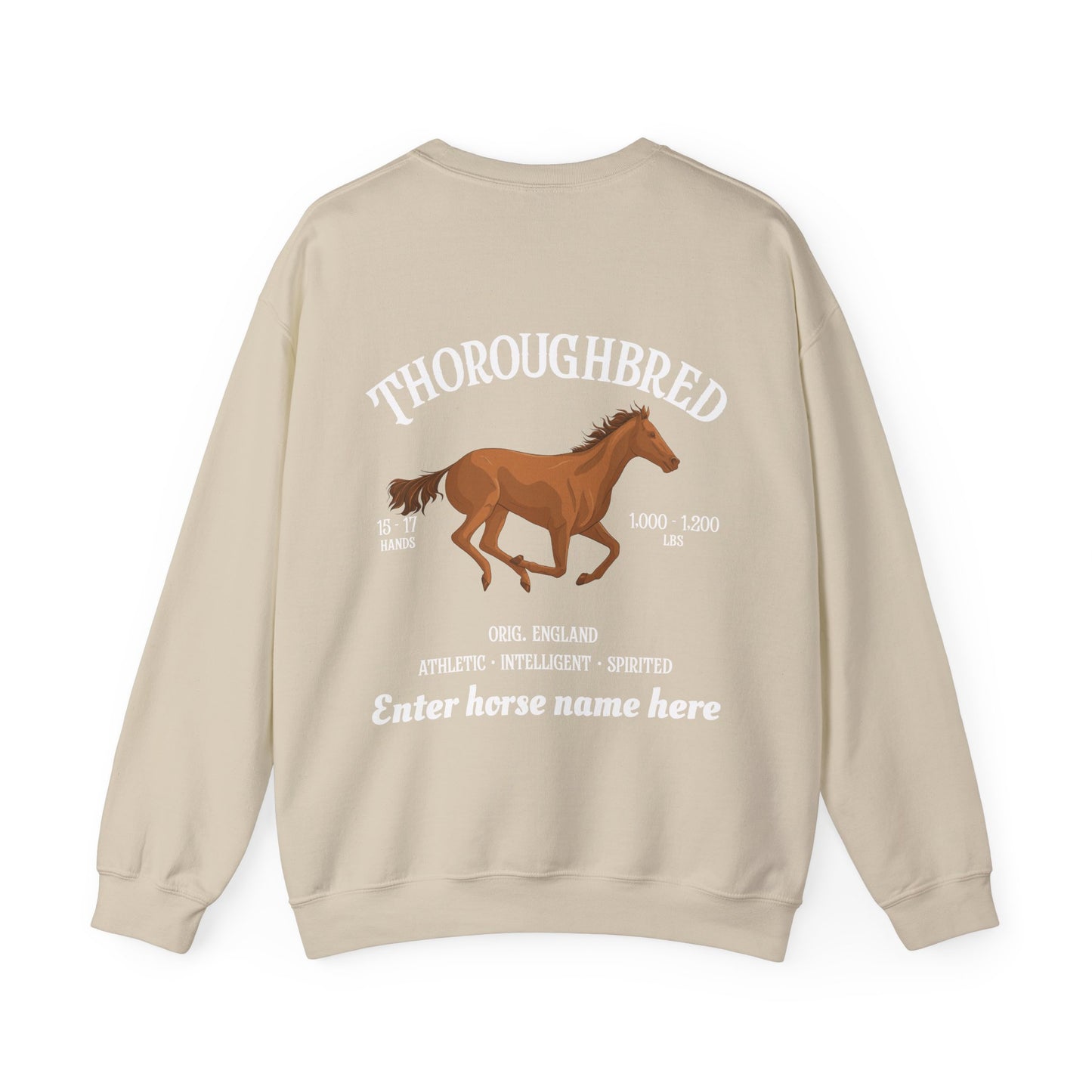 Thoroughbred Horse Crewneck Sweatshirt — Personalized Sweatshirt