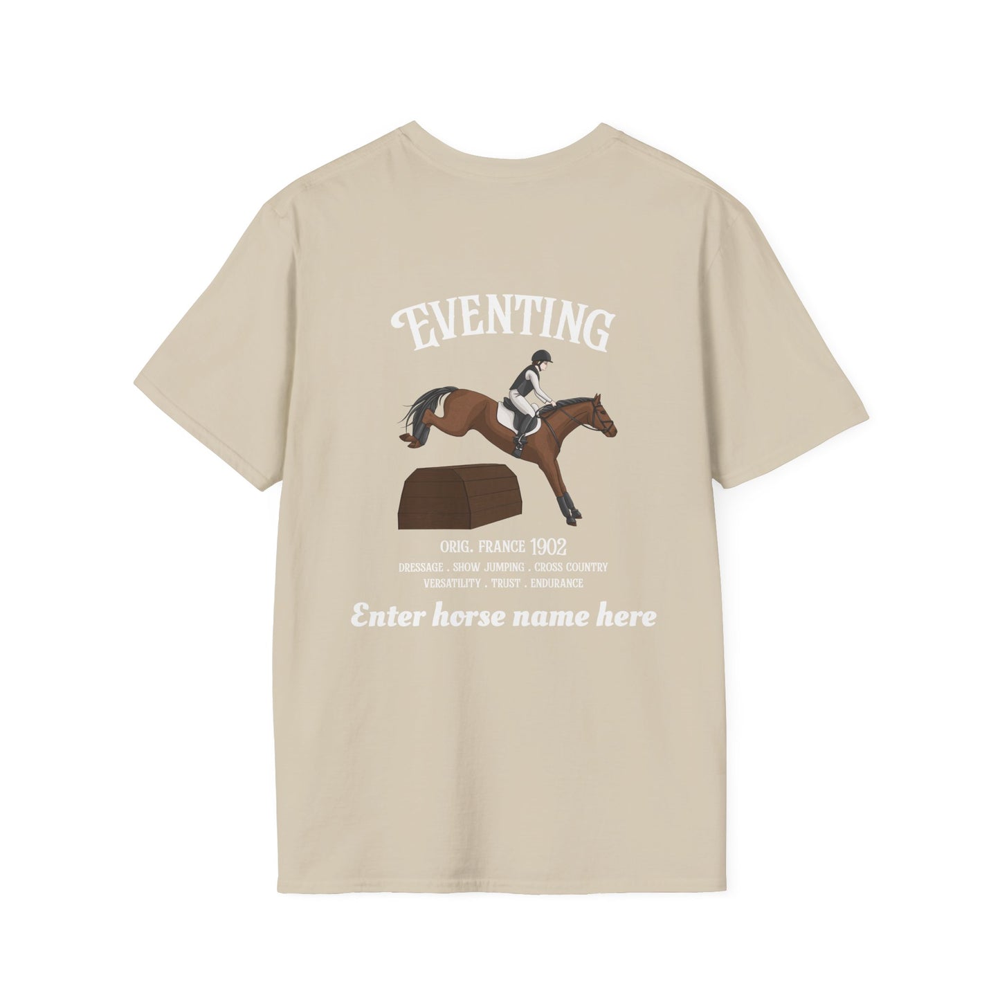 Eventing Horse Riding T-Shirt — Customizable Horse Name