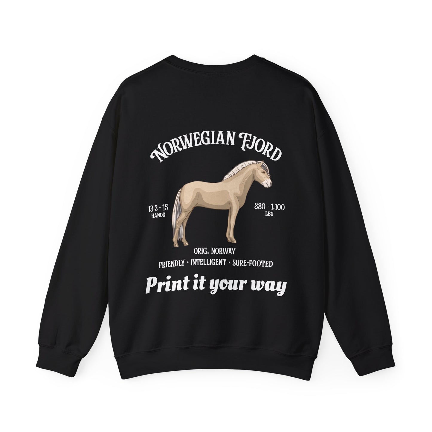 Norwegian Fjord Horse Crewneck Sweatshirt – Personalized Graphic
