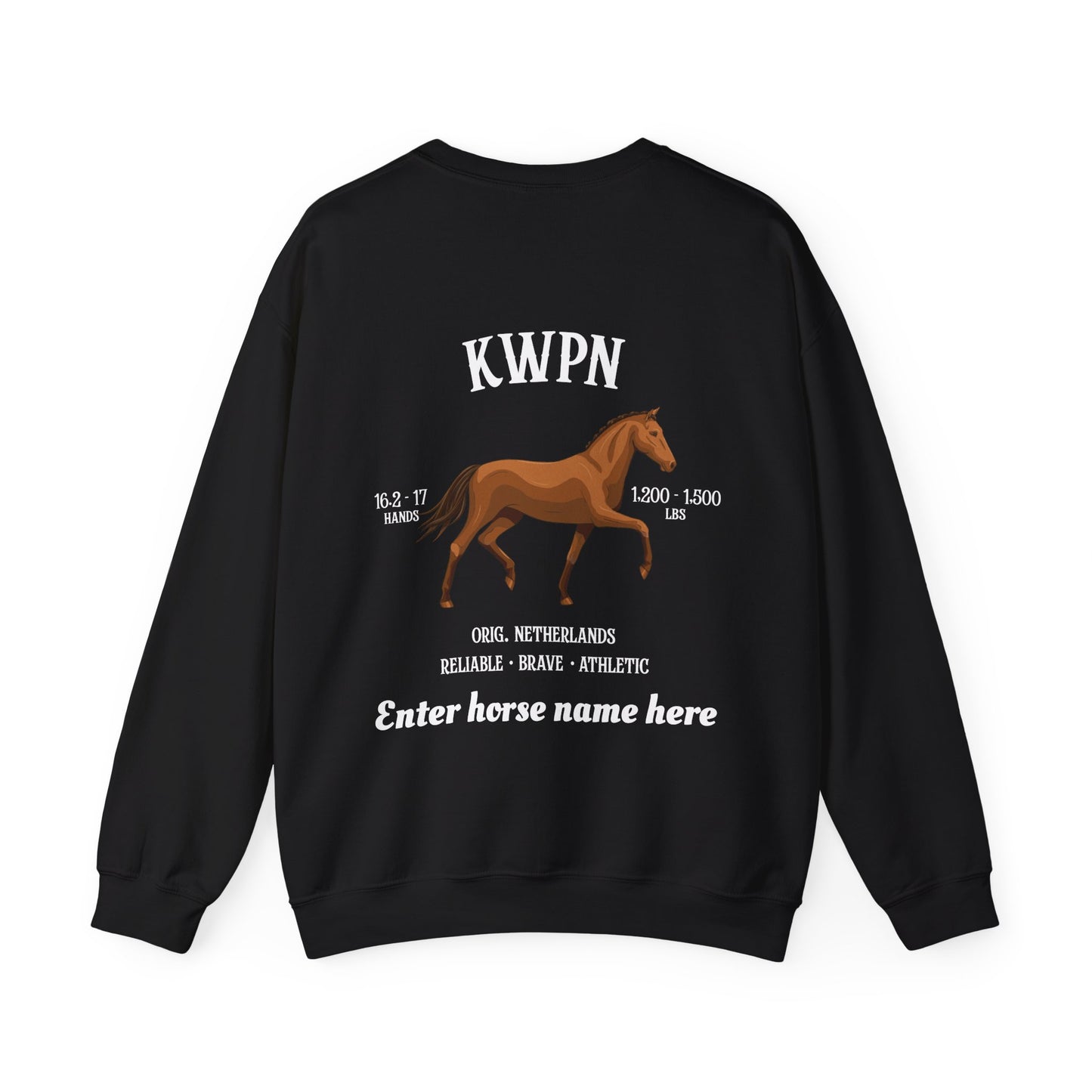 KWPN Horse Crewneck Sweatshirt — Customizable Back Design