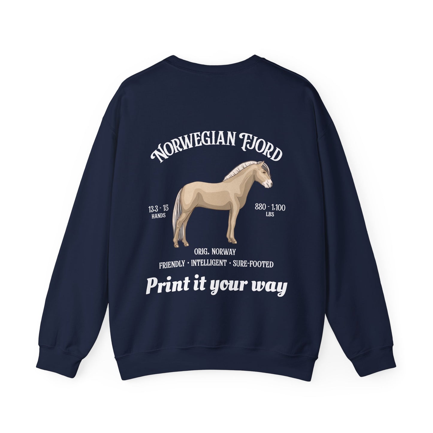 Norwegian Fjord Horse Crewneck Sweatshirt – Personalized Graphic