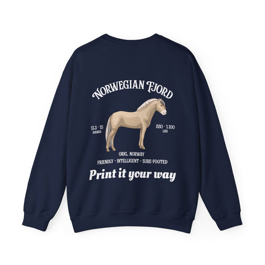 Norwegian Fjord Horse Crewneck Sweatshirt – Personalized Graphic