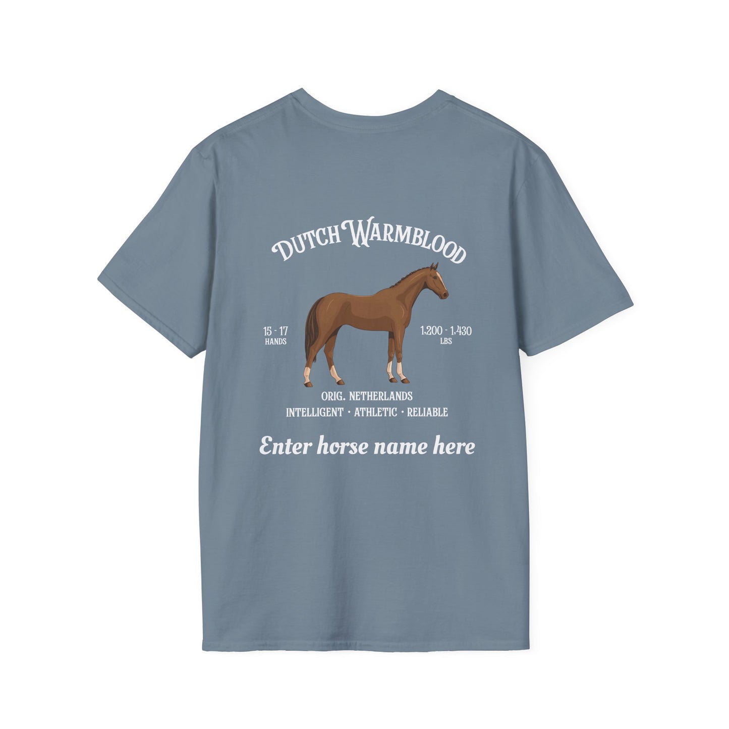 Dutch Warmblood Horse T-Shirt – Custom Name Equestrian Tee