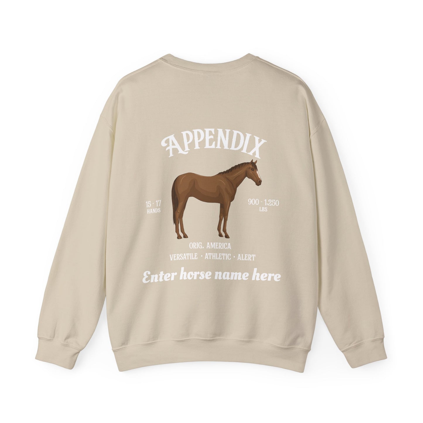 Appendix Horse Crewneck Sweatshirt — Custom Name Equestrian Sweatshirt