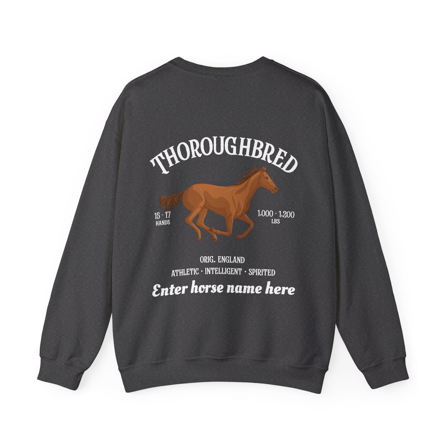 Thoroughbred Horse Crewneck Sweatshirt — Personalized Sweatshirt
