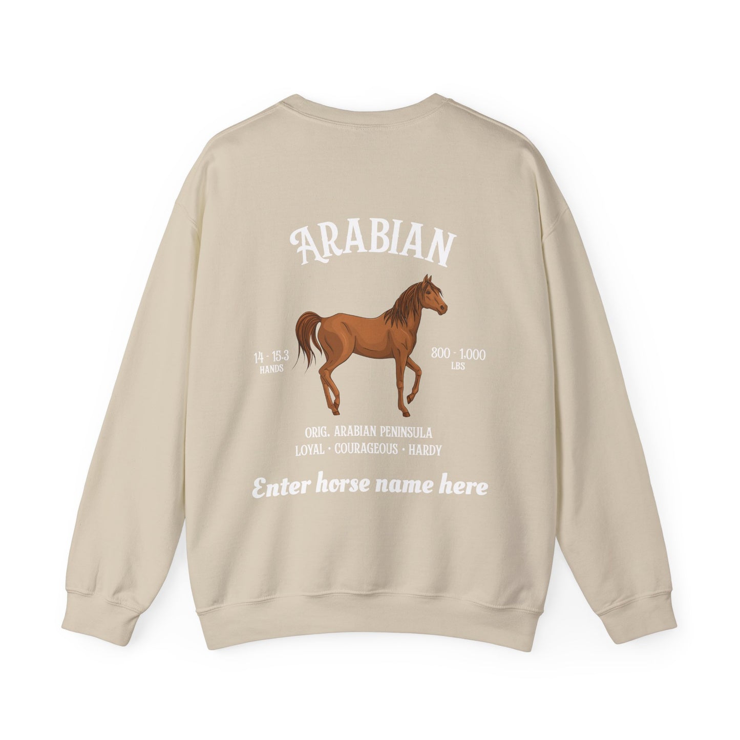 Arabian Horse Crewneck Sweatshirt — Personalized Equestrian Graphic