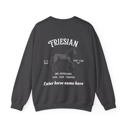 Friesian Horse Crewneck Sweatshirt — Custom Name Personalized Graphic