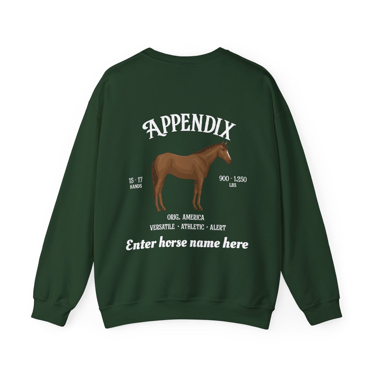 Appendix Horse Crewneck Sweatshirt — Custom Name Equestrian Sweatshirt