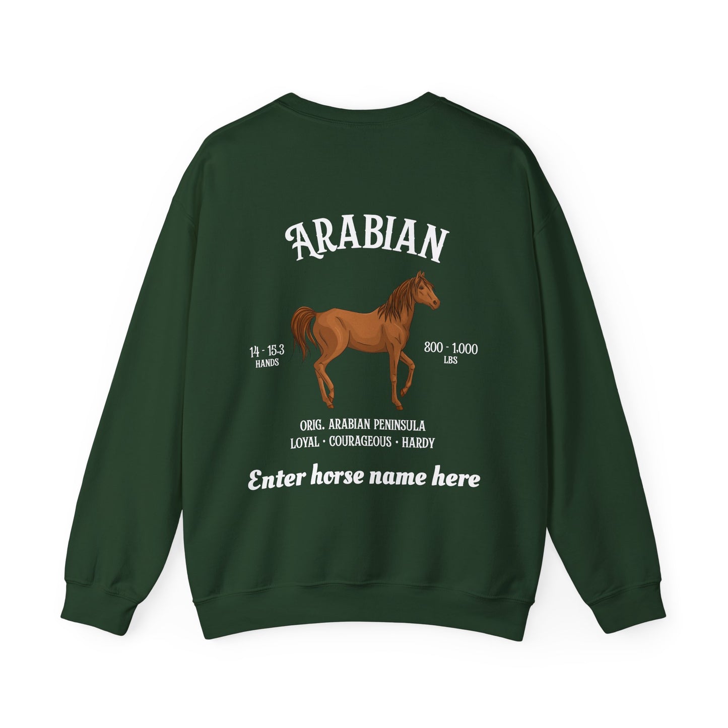 Arabian Horse Crewneck Sweatshirt — Personalized Equestrian Graphic