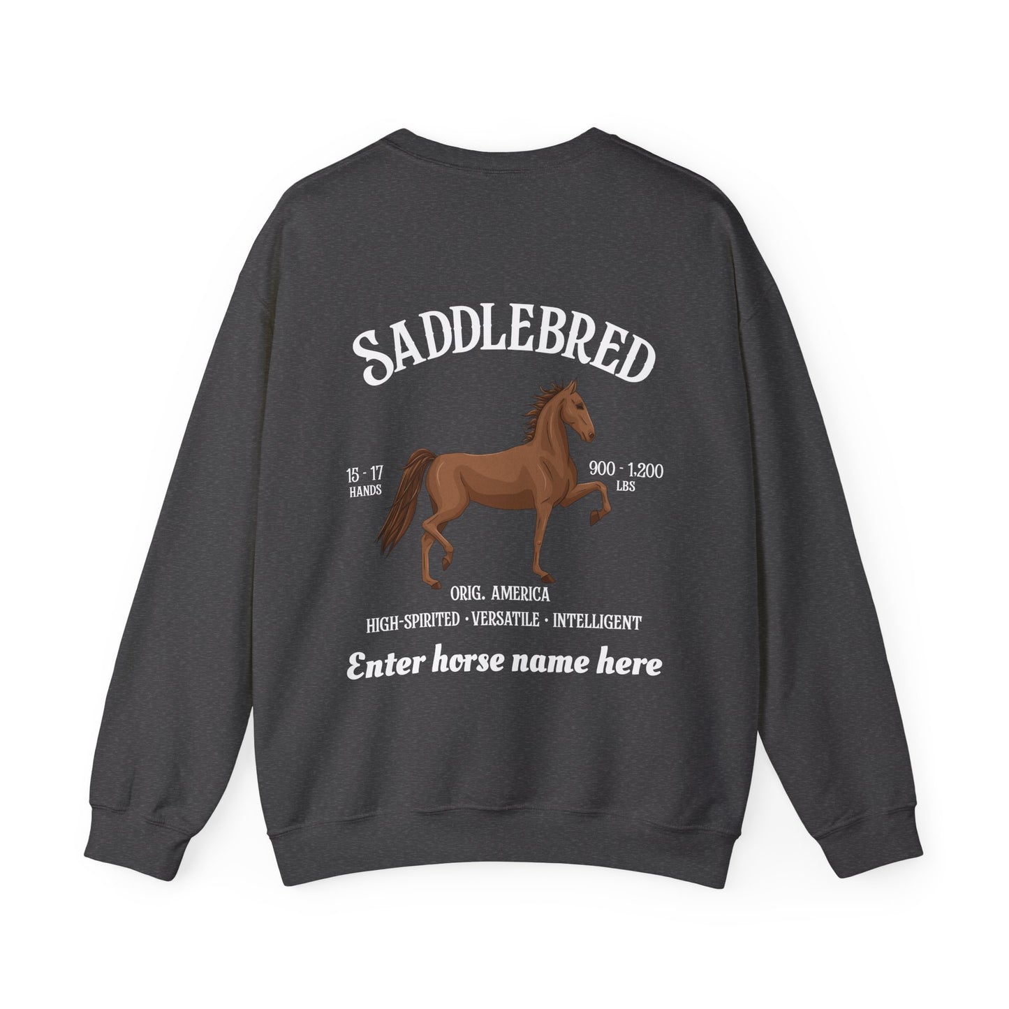 Saddlebred Horse Crewneck Sweatshirt — Customizable Equestrian Pullover