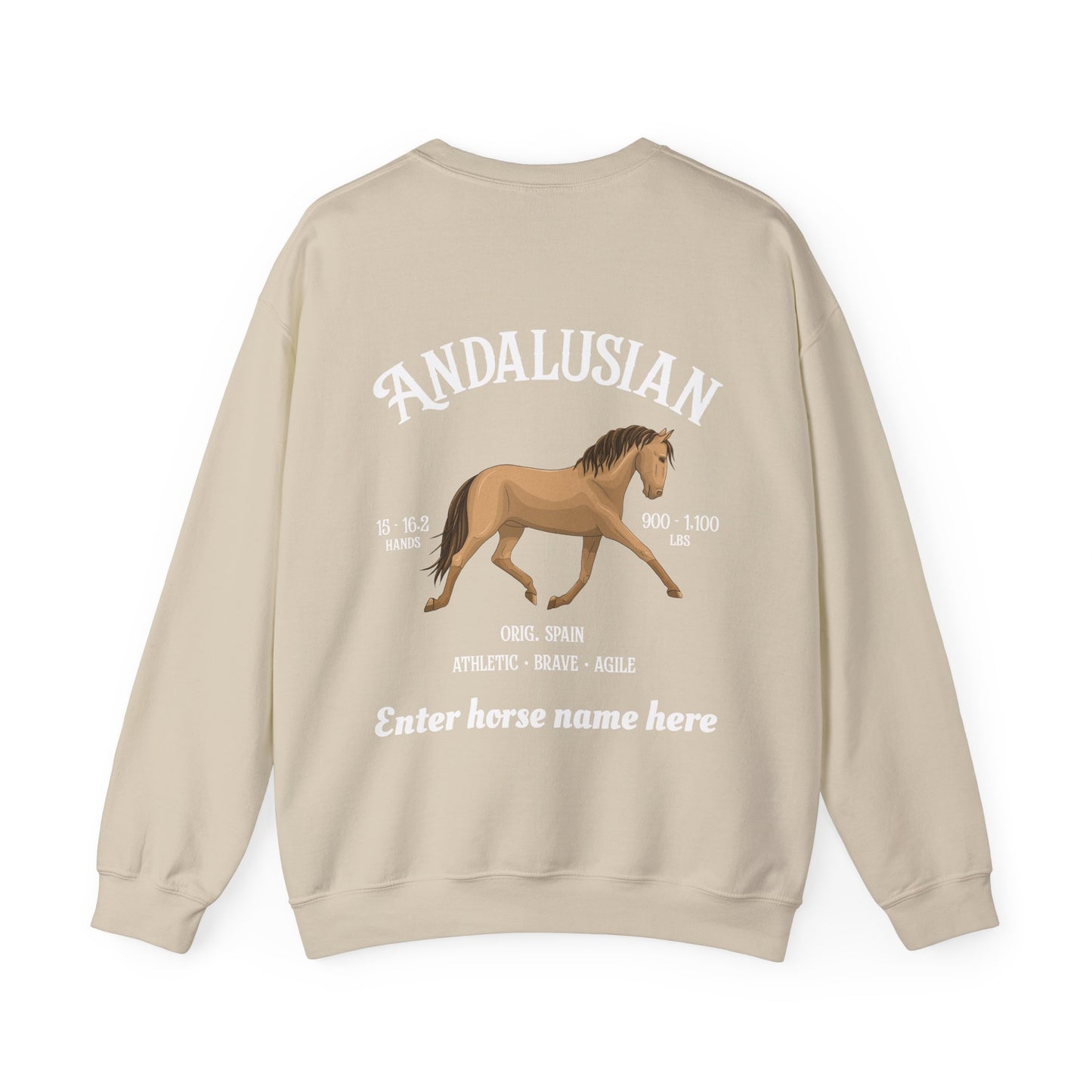 Andalusian Horse Crewneck Sweatshirt — Personalized Equestrian Graphic
