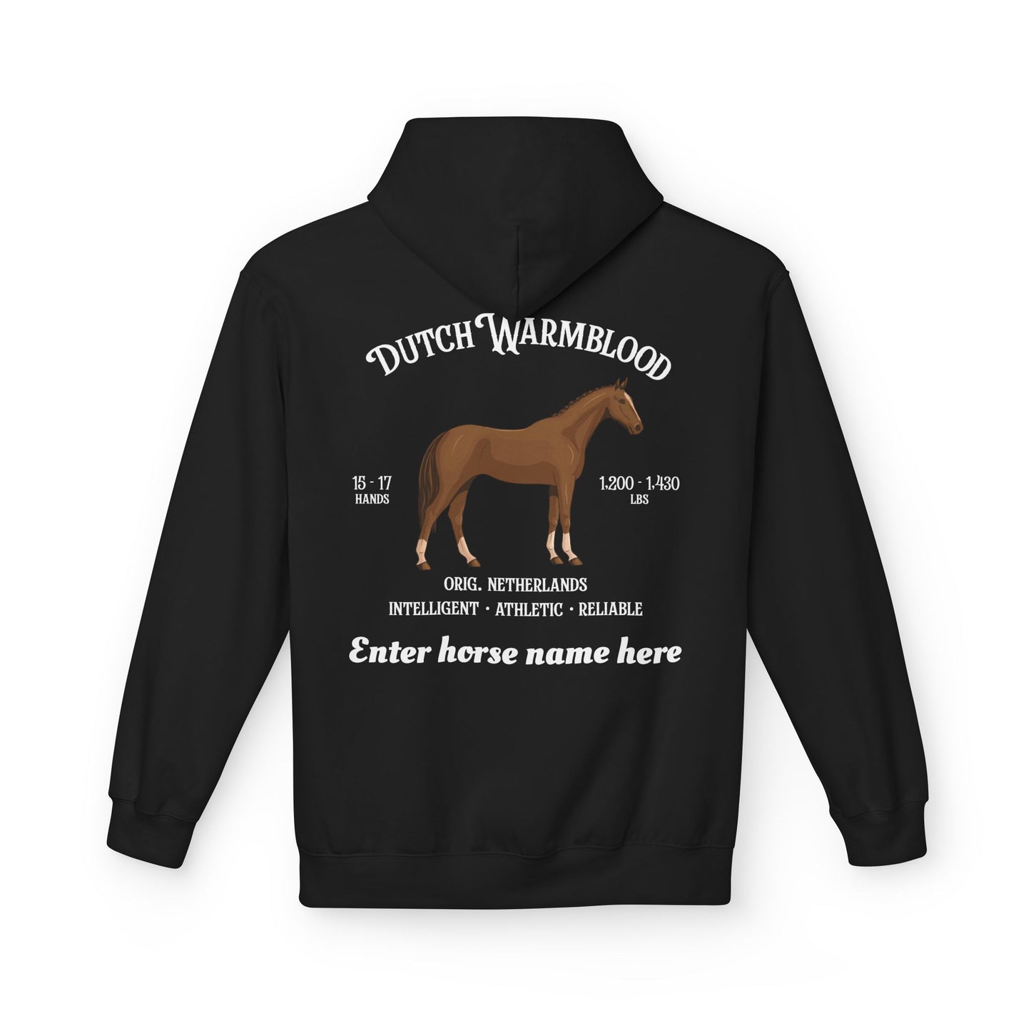 Dutch Warmblood Horse Hoodie — Custom Name Equestrian Sweatshirt