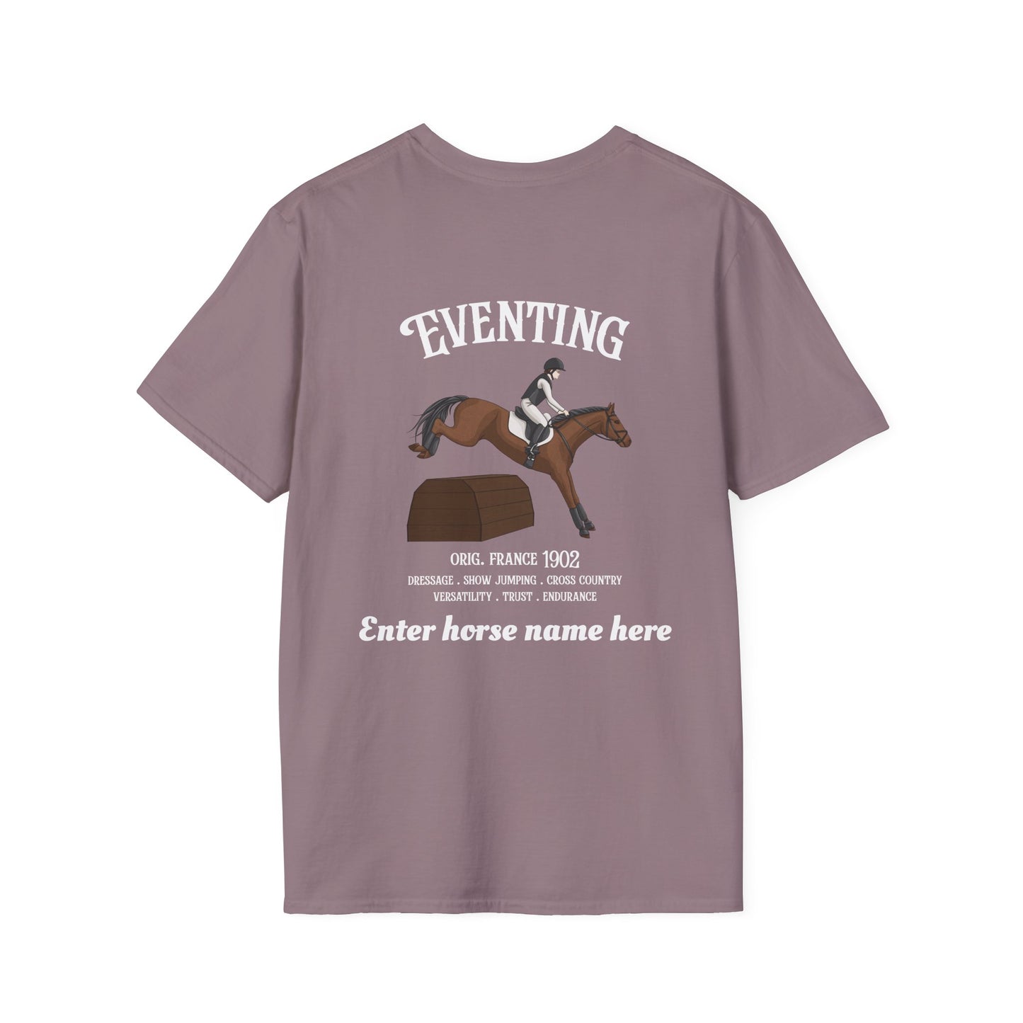 Eventing Horse Riding T-Shirt — Customizable Horse Name
