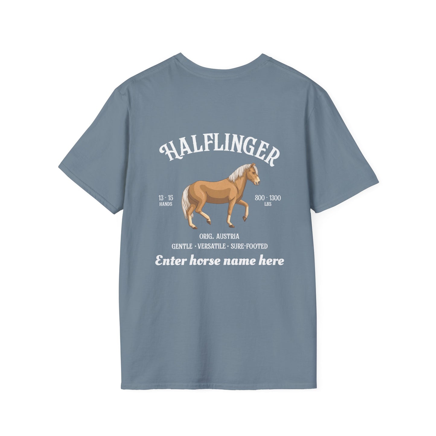 Halflinger Horse T-Shirt — Customizable Back Print