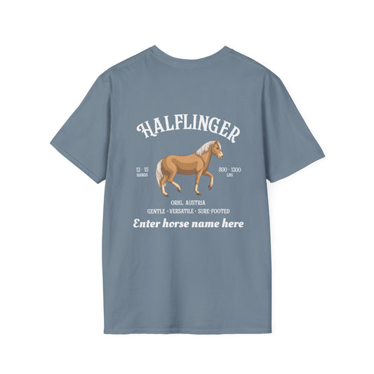 Halflinger Horse T-Shirt — Customizable Back Print
