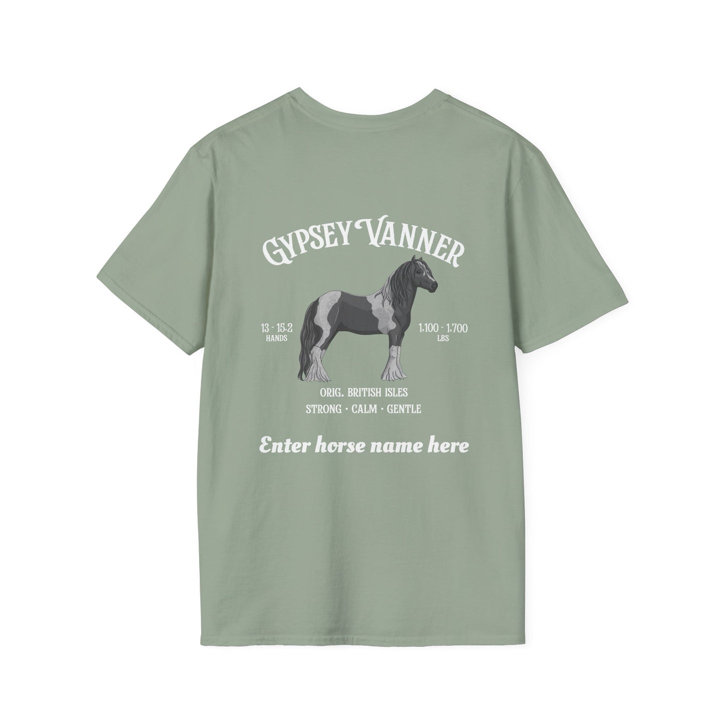Gypsy Vanner Horse T-Shirt — Custom Name, Breed Profile Tee